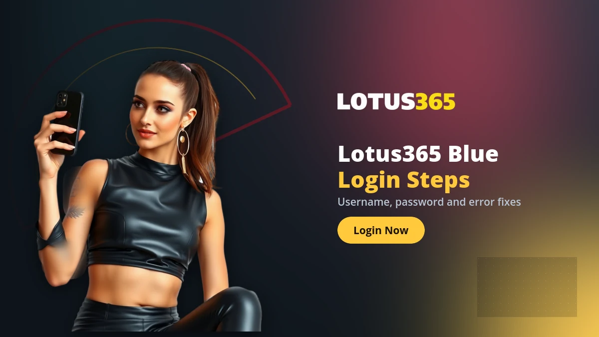 Lotus365 Blue login steps on the sportsbook with username and password fields